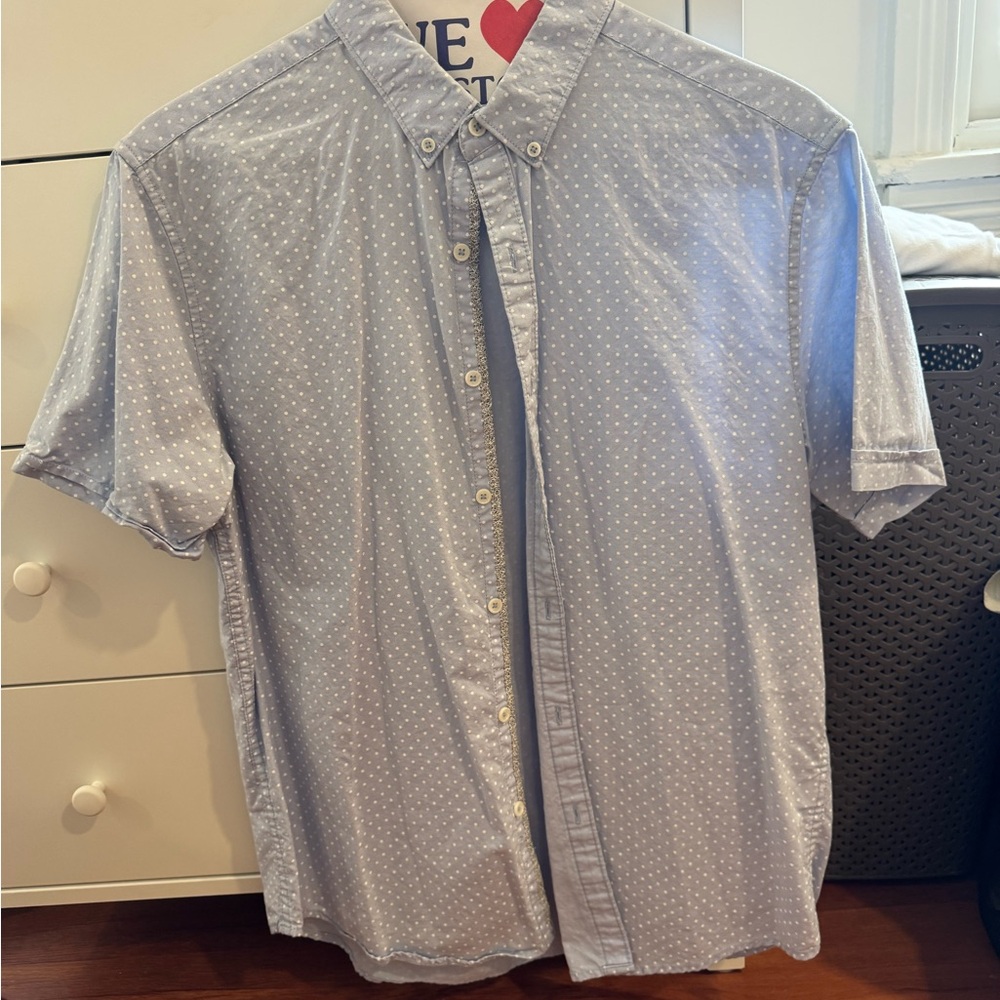 Men's Blue Polka Dot Shirt